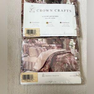 Crown Crafts Luxury Jacquard Pillow Shams 2 Pair Tarasena Woodland King Size New